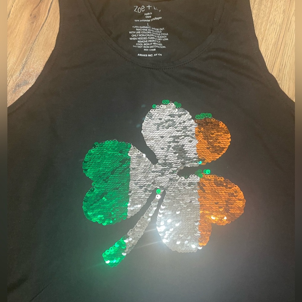 Clover Irish Flag sequin tank
